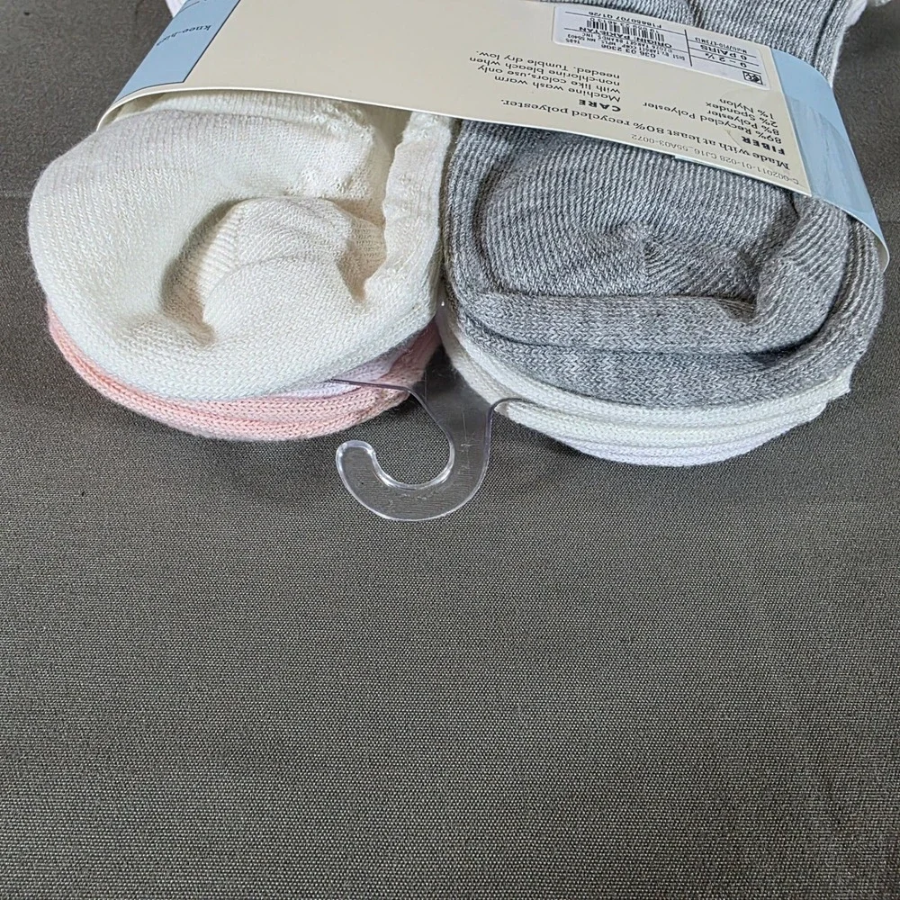Cat & Jack Girls 6 Pair‎ Ankle Socks M 9-2.5 Pastel Ruffle Edge Pointelle Knit